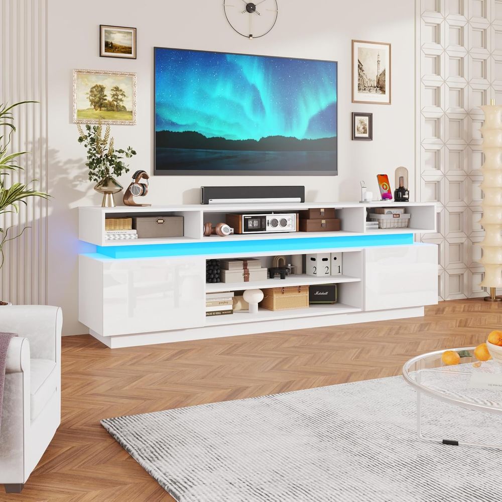 Gaming Console Entertainment Center - Centro de Entretenimento Branco de 83