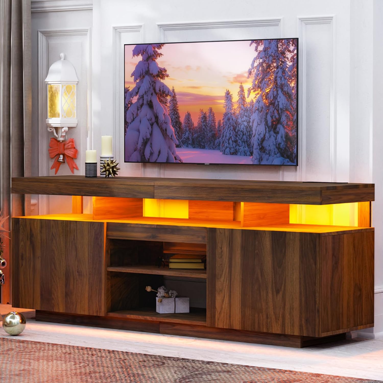 Gaming Console Entertainment Center - Suporte para TV LED com Tomadas