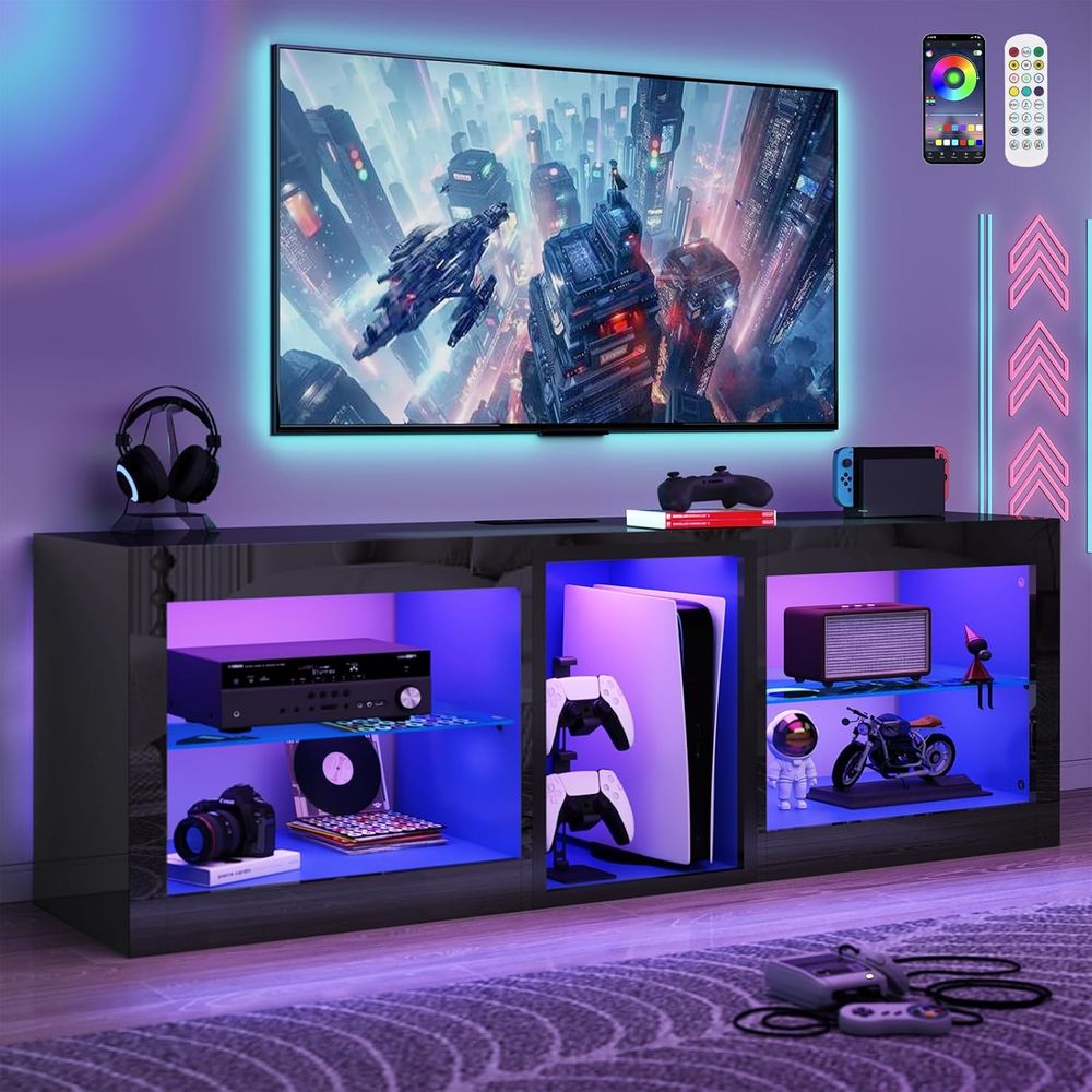 Gaming Console Entertainment Center - Suportes para TV LED com Tomada