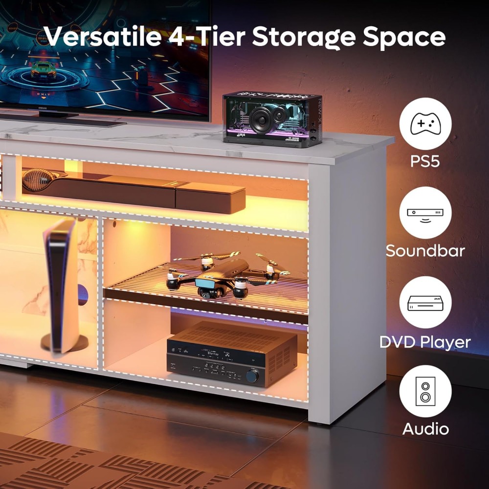 Gaming Console Entertainment Center - Suporte para TV de 75 polegadas,