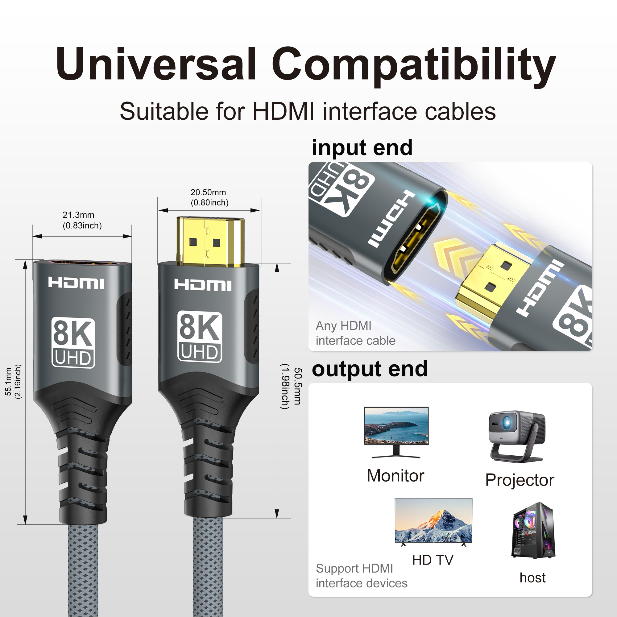 Cabo de extensão hdmi 2.1, 8k, - Hdmi Cable 2.1 avaliação e preço