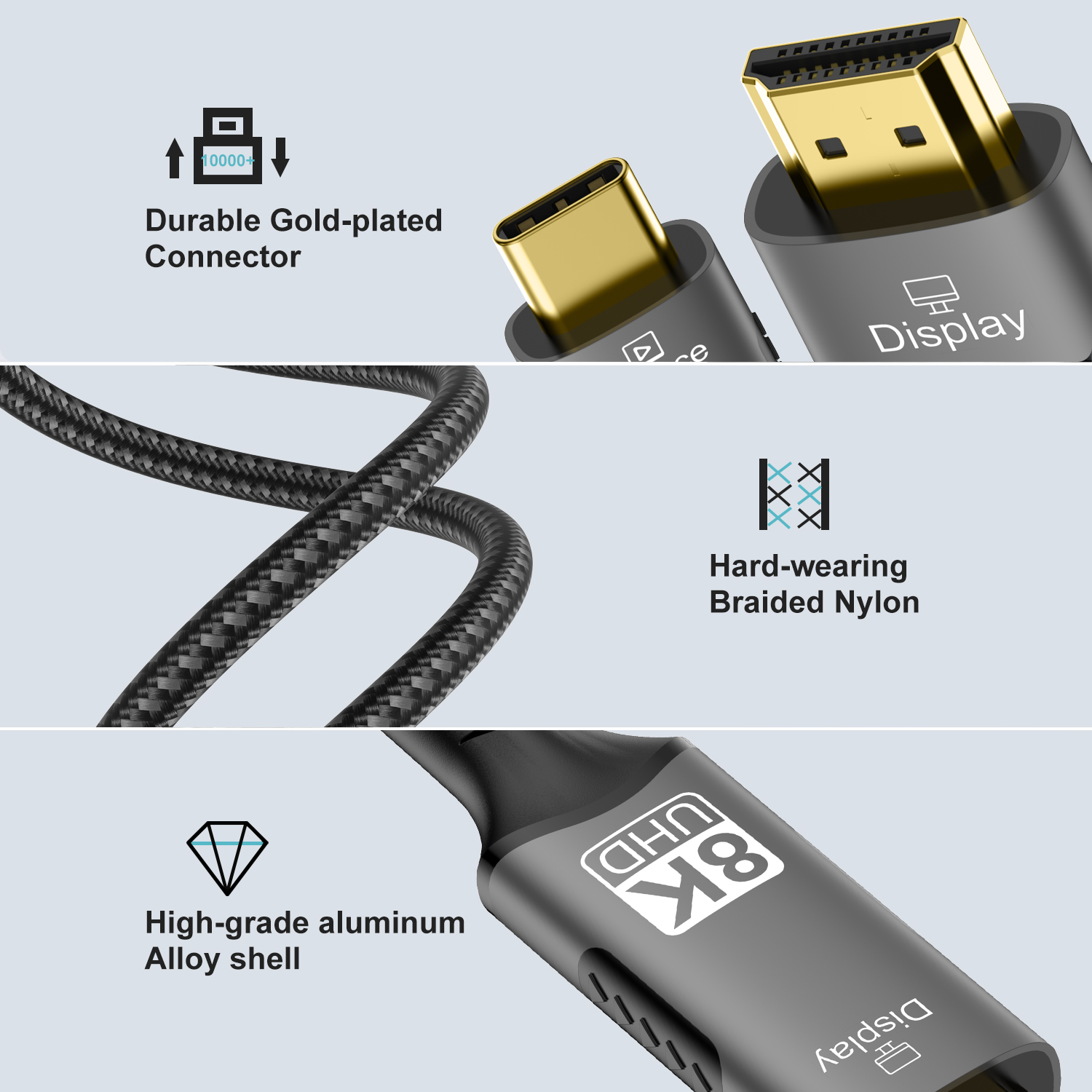 Cabo 8K Tipo C para HDMI 2.1 3 - Hdmi Cable 2.1 avaliação e preço