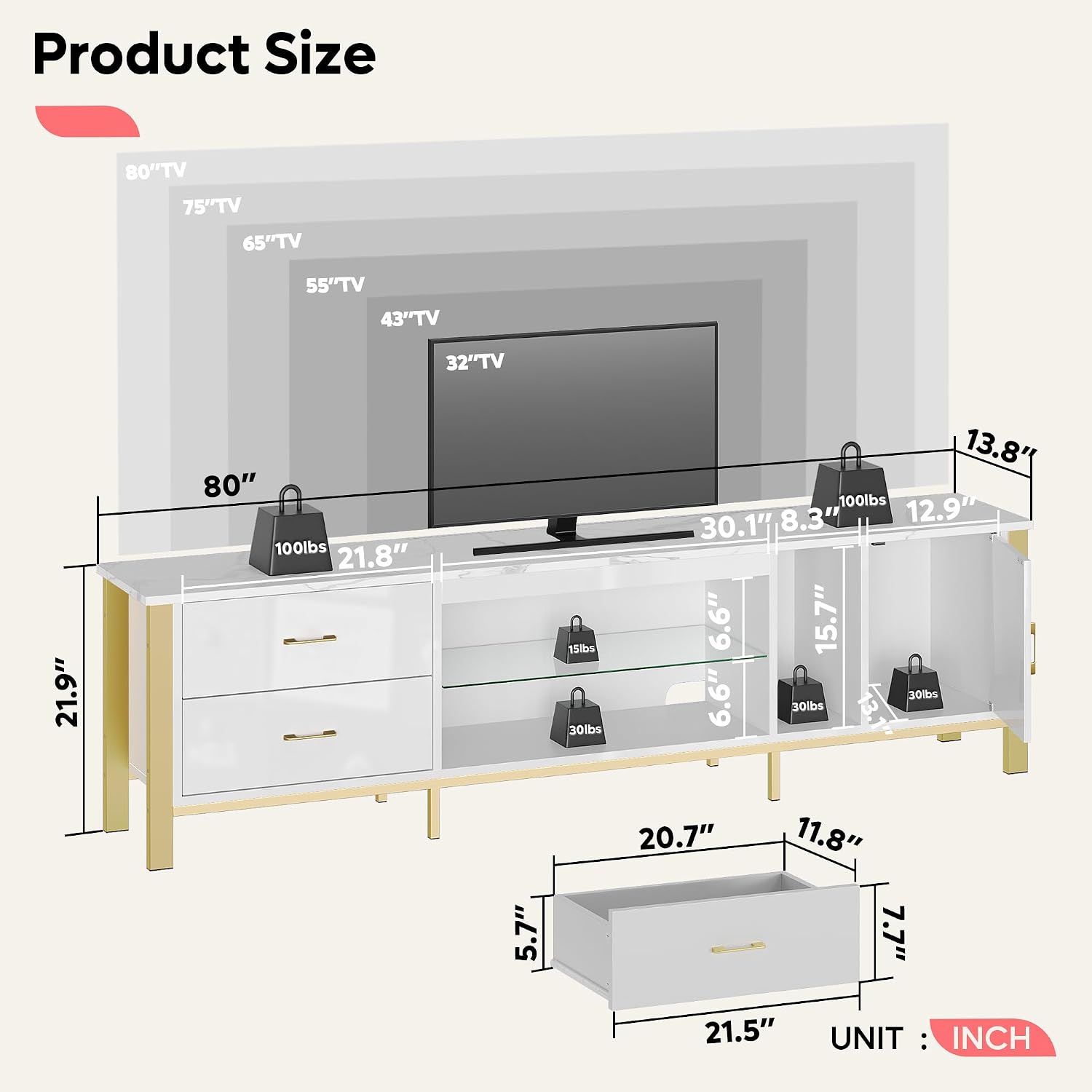 Suporte para TV de 75/80/85 po - Gaming Console Entertainment Center avaliação e preço