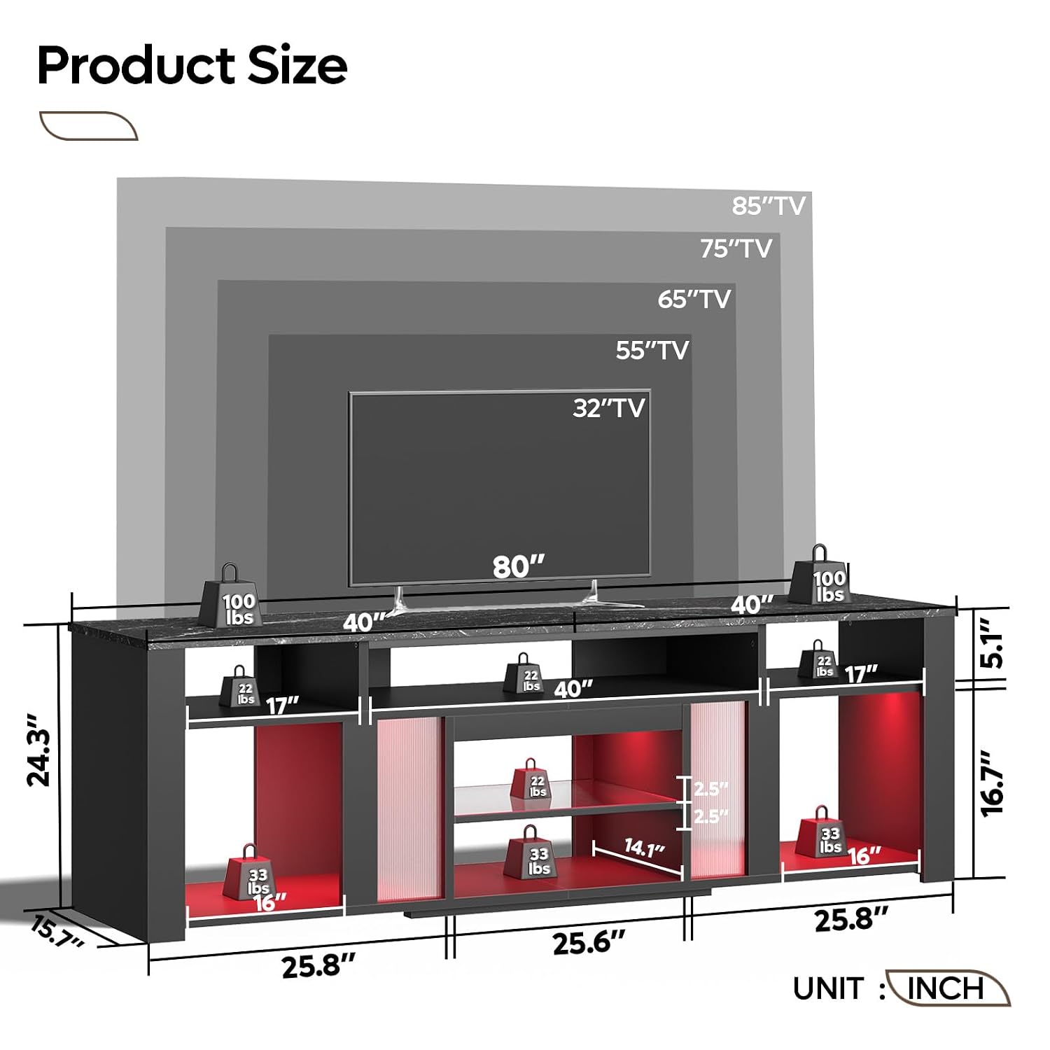 Suporte para TV de 80 Polegada - Gaming Console Entertainment Center avaliação e preço